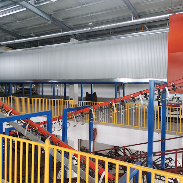 Children's playground equipment spraying production line